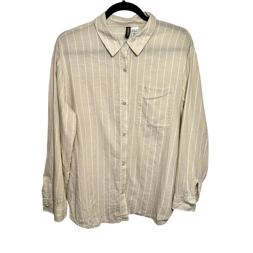 Striped Button Up Shirt Men’s S 100% Cotton Streetwear Minimalist Casual Coastal